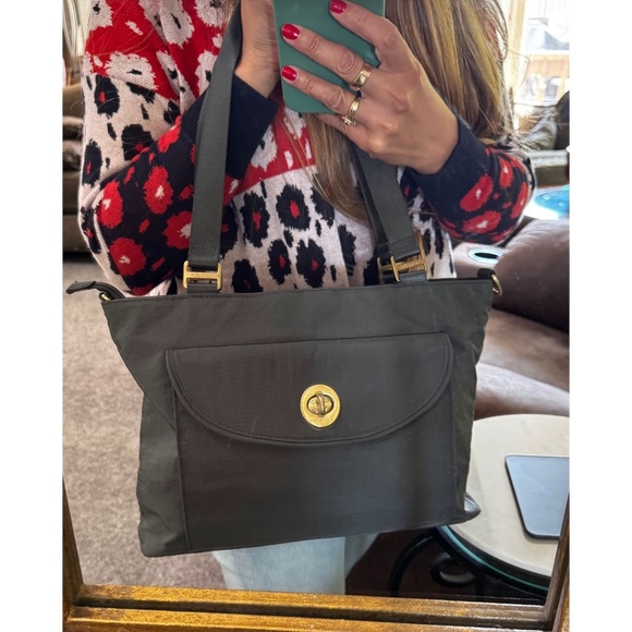 Baggallini Women's Gray Gold Hardware Nylon Med-Size Shoulder Bag Travel Tote - Picture 2 of 11